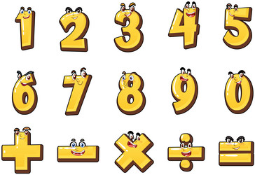 counting number 0 to 9 and math symbols vector image