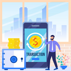 Graphic cartoon character of mobile banking vector