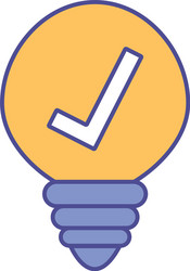 light bulb with check mark line and fill style vector image