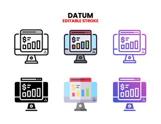 datum icon set with different styles vector image