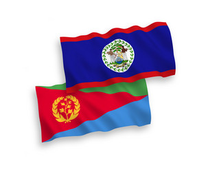 Flags of eritrea and belize on a white background vector