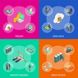 hacker banner 3d set isometric view vector image