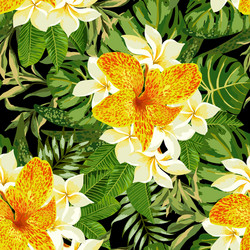 Seamless exotic pattern with tropical leaves Vector Image