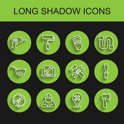 set line wrench and arrows as workflow builder vector image