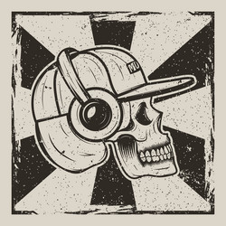 skull music side view vintage grunge design Vector Image
