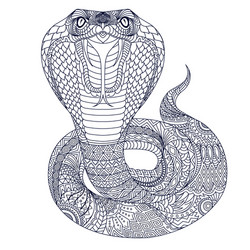stylized cobra in ethnic white backgr Vector Image