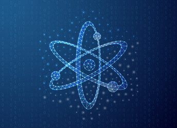 atom polygonal symbol with binary code background vector image