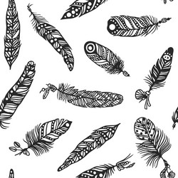 Hand drawn feathers set Royalty Free Vector Image