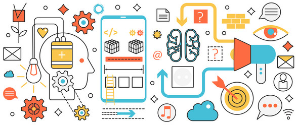 brainstorming digital technology abstract process vector