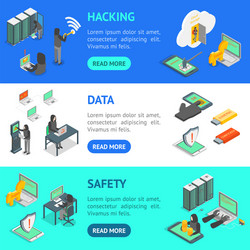 hacker signs 3d banner horizontal set isometric vector image
