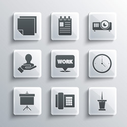 set telephone push pin clock location with text vector image