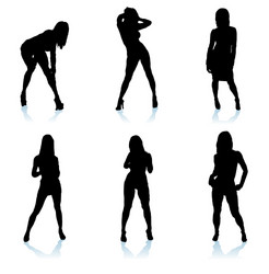 Six Woman Silhouettes Vector Image