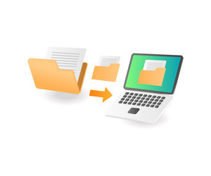 transfer data folder with computer vector image