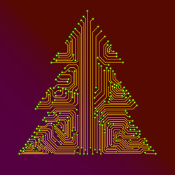 Abstract technology christmas tree circuit board vector