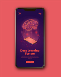 Deep learning system landing web page template vector