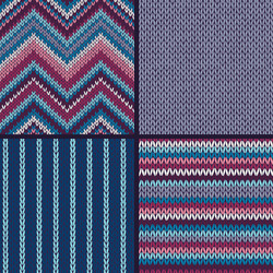 seamless knitted pattern set of color backgrounds vector image