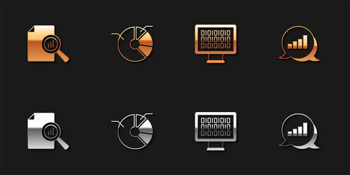 set document with graph chart pie infographic vector image