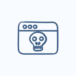 Browser window with skull sketch icon vector