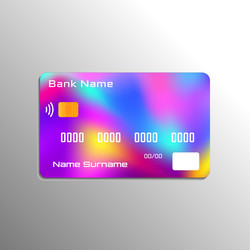 Credit debit colorful card with gradient mesh vector