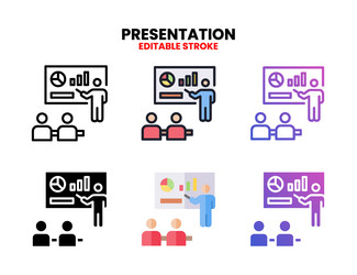 Presentation icon set with different styles vector