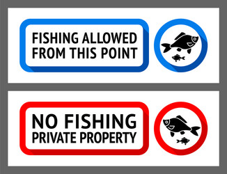 sticker set no fishing or allowed vector