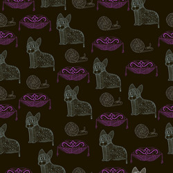 Abstract seamless pattern with cats vector