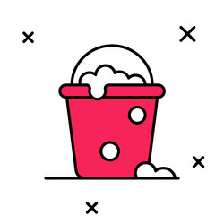 filled outline bucket with foam and bubbles icon vector image