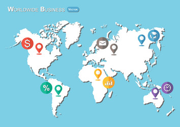 Global Map with Pointer Icons vector image