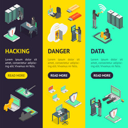 hacker signs 3d banner vertical set isometric vector image