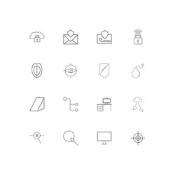 Internet security linear thin icons set outlined vector