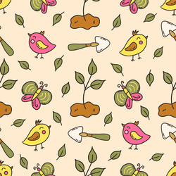 seamless pattern with spring elements hand vector image
