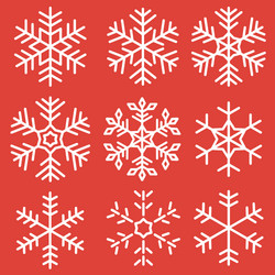 snowflake icons set isolated on red background vector image