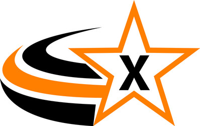 star swoosh letter x vector