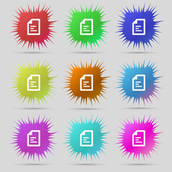 Text file icon sign a set of nine original needle vector