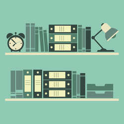 abstract books shelf on a blue background vector image