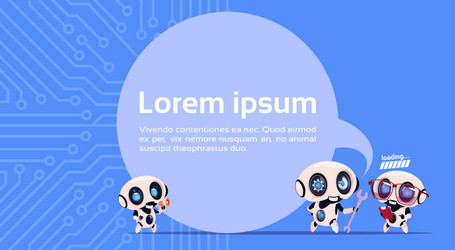 group of modern robots chatter bot or chatbot vector image