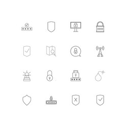 internet security linear thin icons set outlined vector image