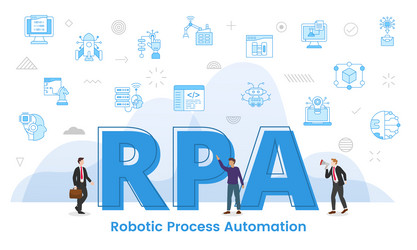 Rpa robotic process automation concept with big vector