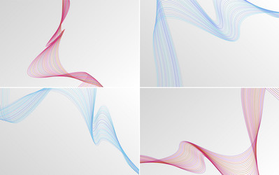 set of 4 geometric wave pattern backgrounds vector image
