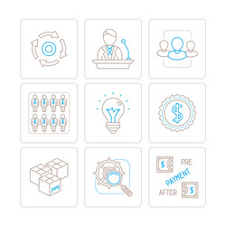 set of business icons and concepts in mono thin vector image
