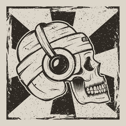 skull music side view vintage grunge design Vector Image