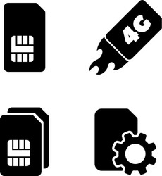 4g sim card simple related icons vector