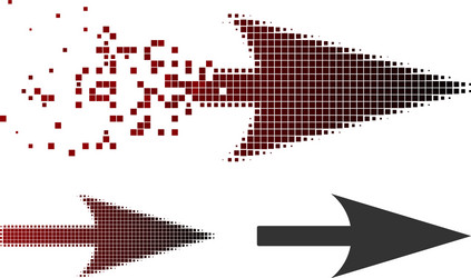 decomposed pixelated halftone arrow axis x icon vector image