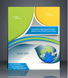 layout business flyer with world map magazine vector