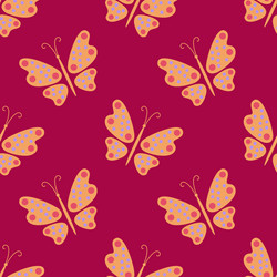 seamless pattern butterfly on a red background vector image