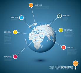 World map globe with pointer marks vector