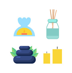 Candle and stone oil sticks for spa cartoon vector