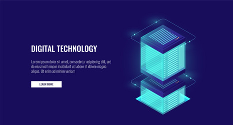 cloud storage database isometric server room vector