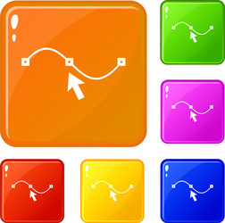 Drawing curve icons set color vector