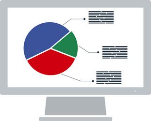 Monitor with analytics diagram icon vector